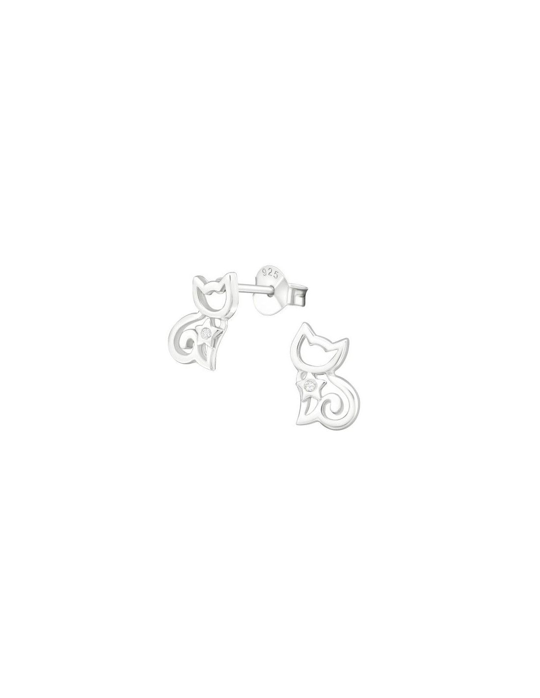 Aros de Plata Cat Cubic Zirconia 9 mm...