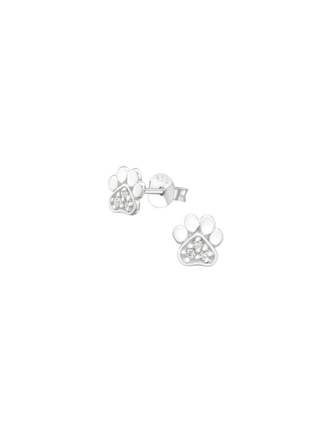 Aros de Plata Paw Print Cubic...