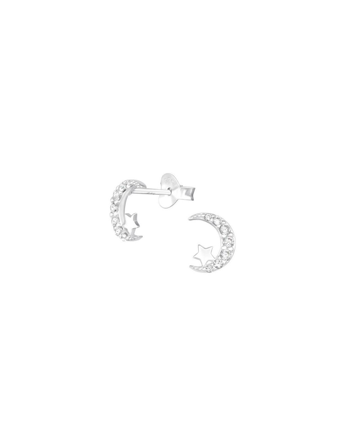 Aros de Plata Moon And Star Cubic...