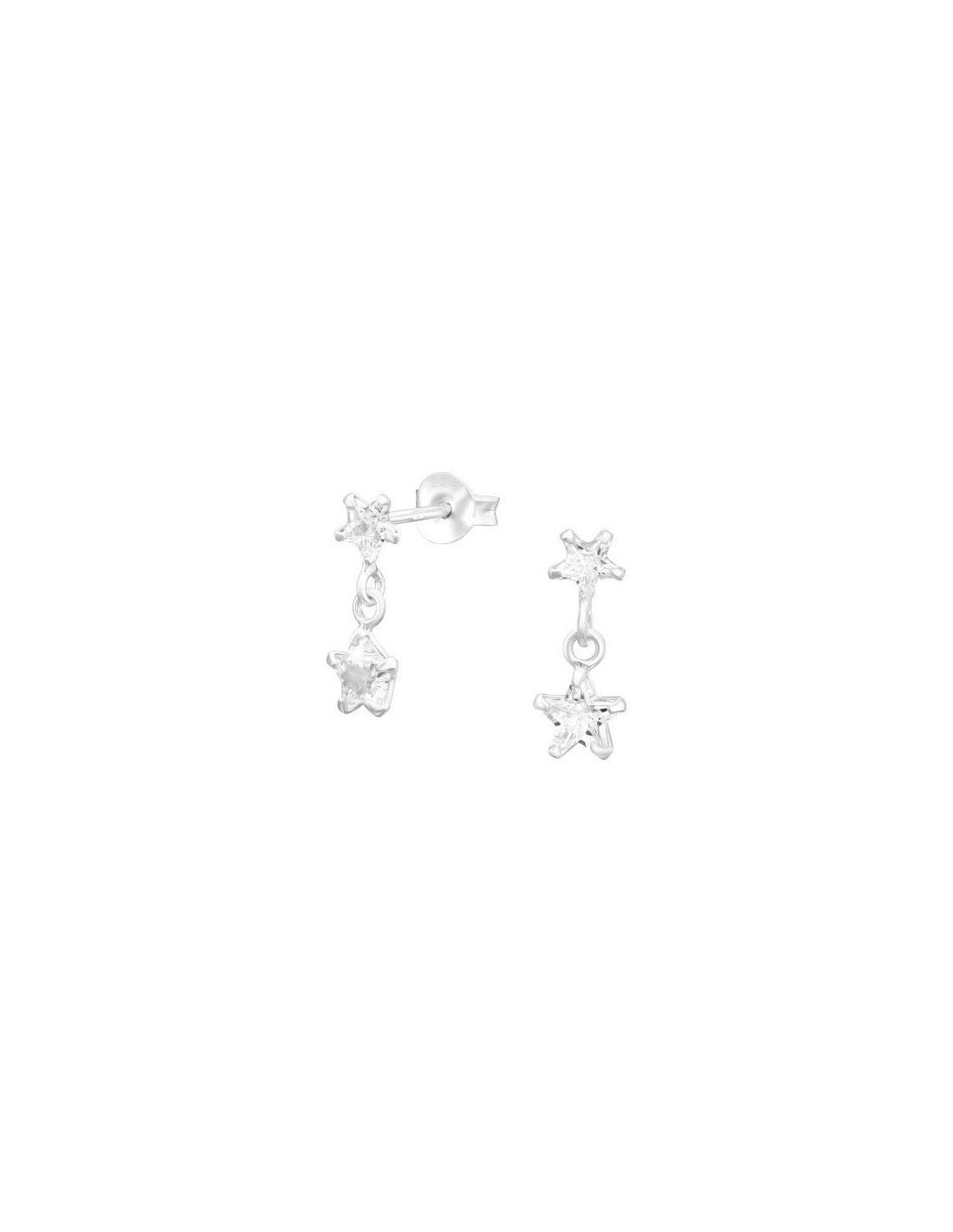 Aros de Plata Hanging Star Cubic...
