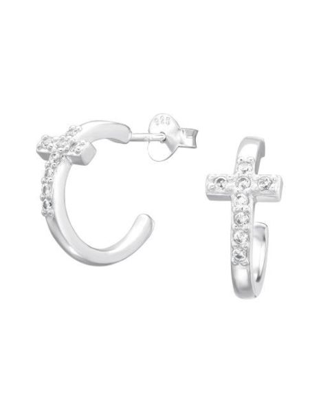 Aros de Plata Cross Half...