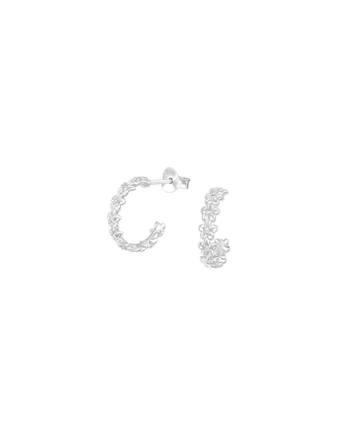 Aros de Plata Flower Half Hoop Cubic...