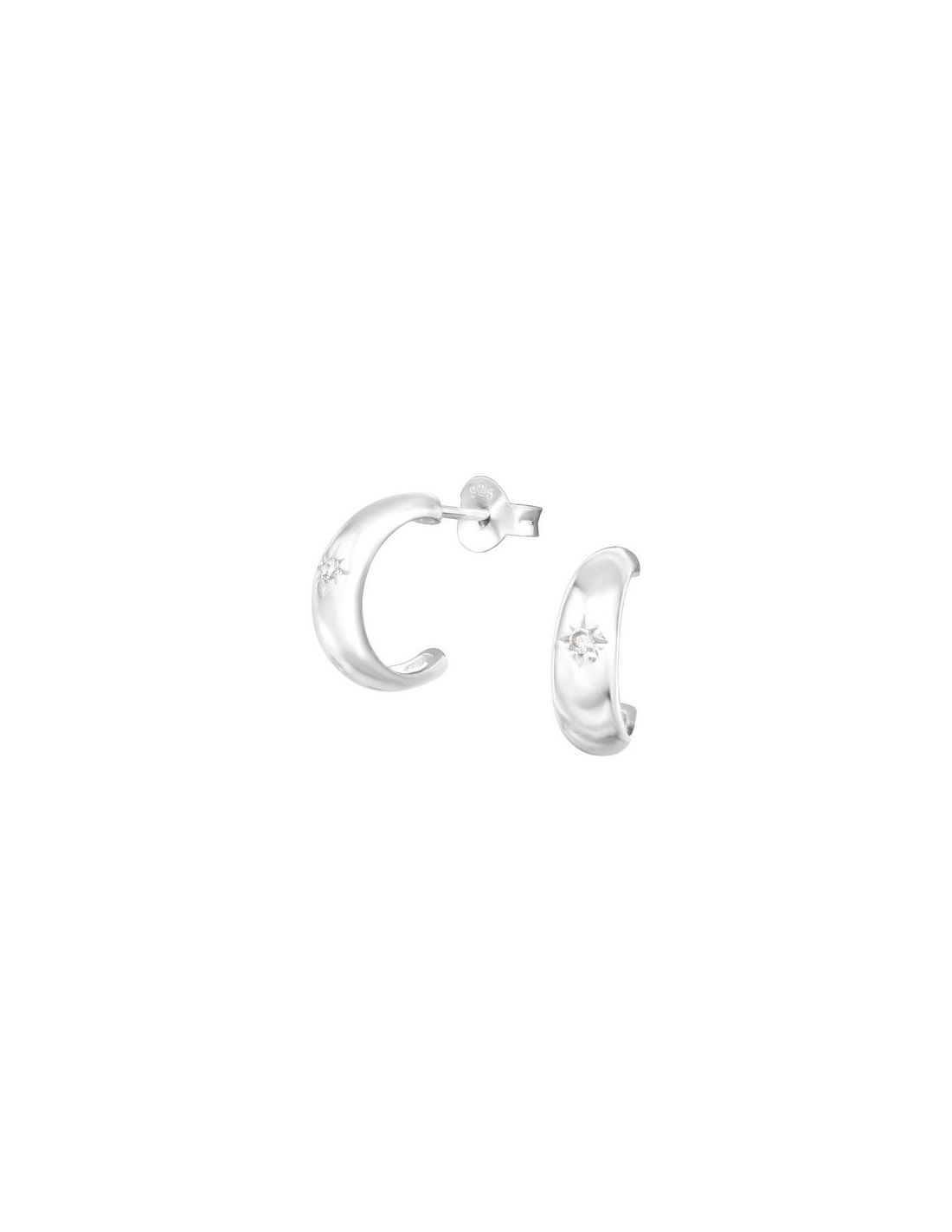 Aros de Plata Half Hoop Cubic...
