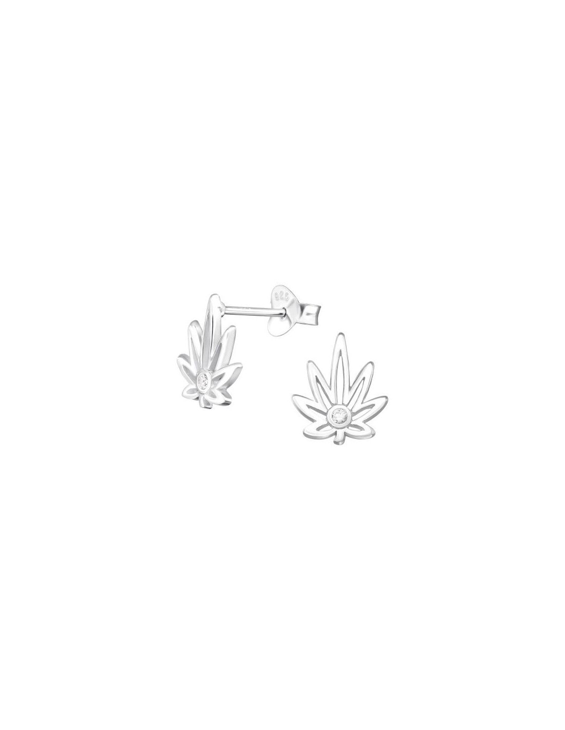 Aros de Plata Cannabis Leaf Cubic...