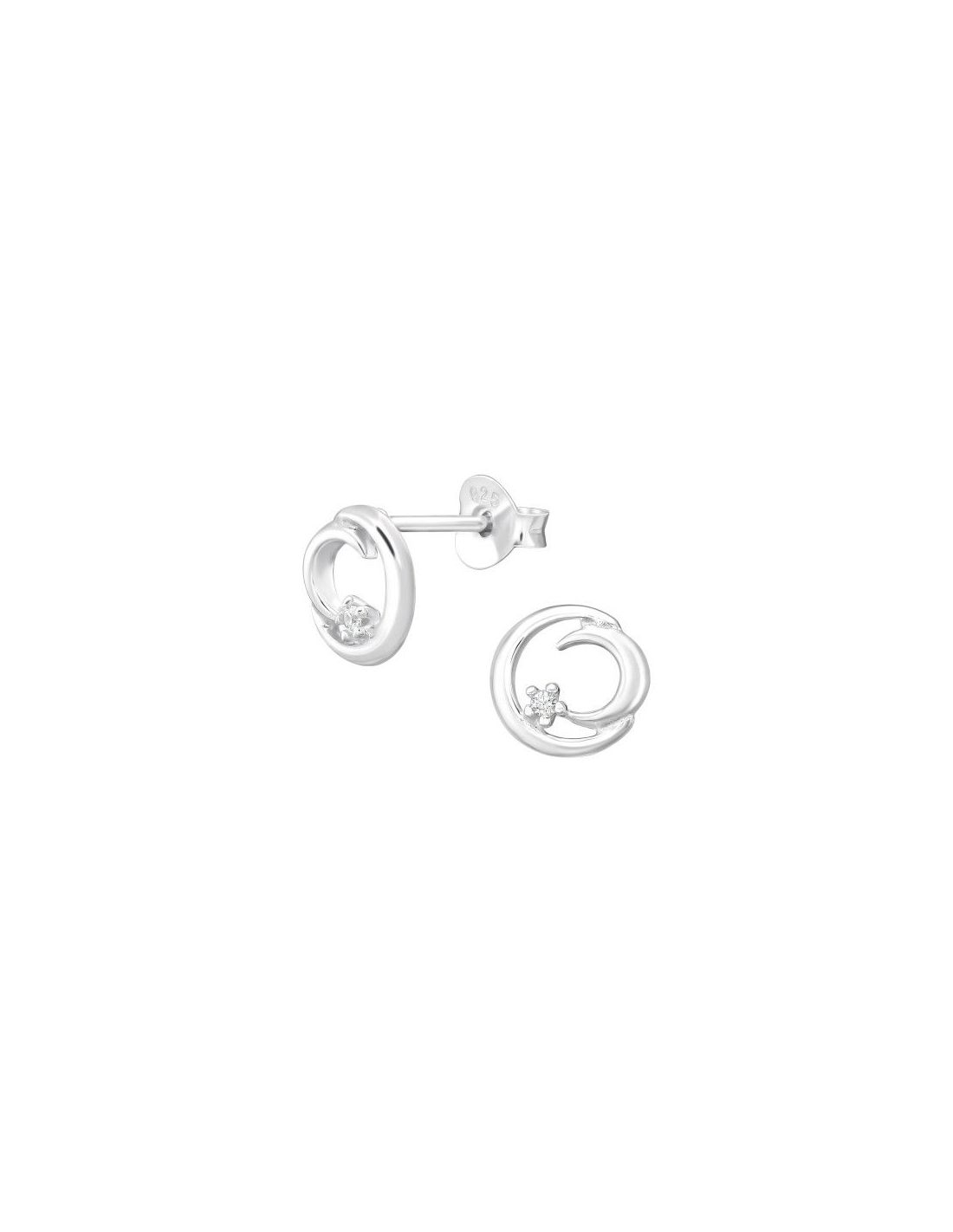 Aros de Plata Crescent Moon Cubic...