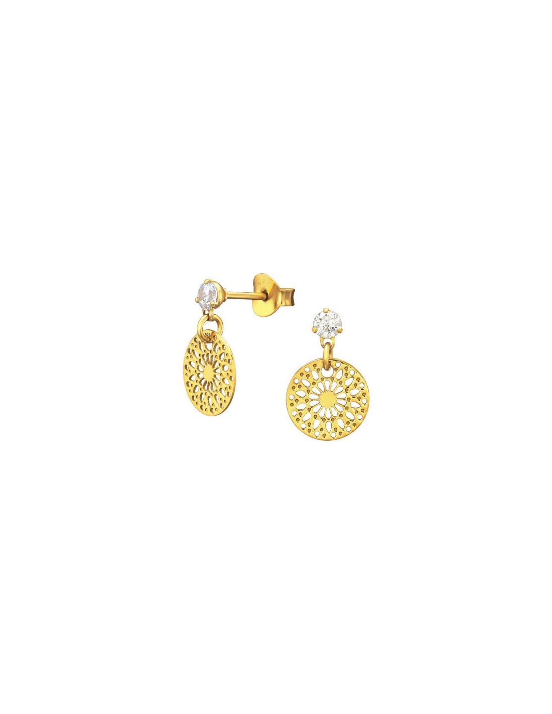 Aros de Plata Laser Cut Flower Cubic...