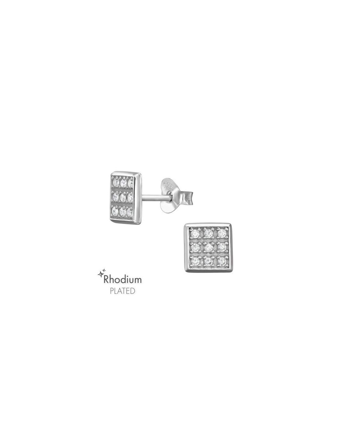 Aros de Plata Square Cubic Zirconia 7...