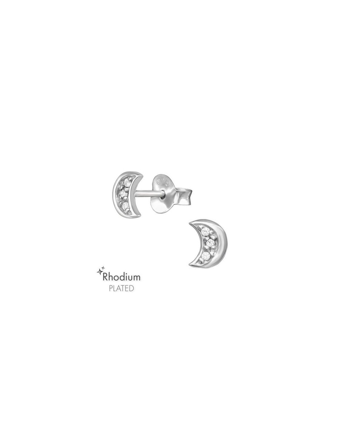 Aros de Plata Crescent Moon Cubic...