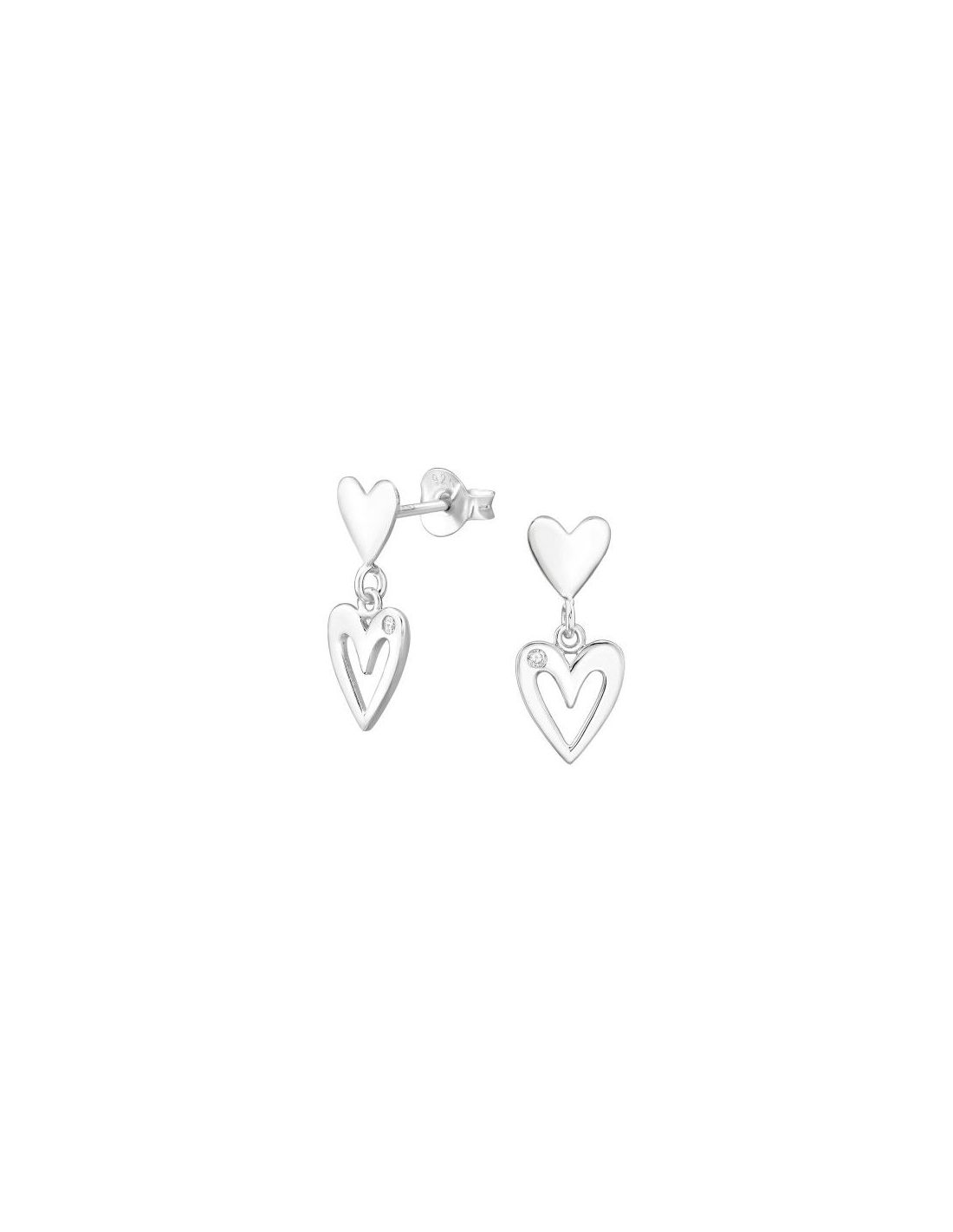 Aros de Plata Double Heart Cubic...