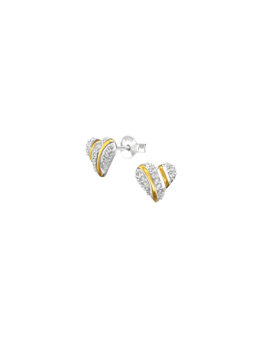 Aros de Plata 2 Tone Heart Cubic...