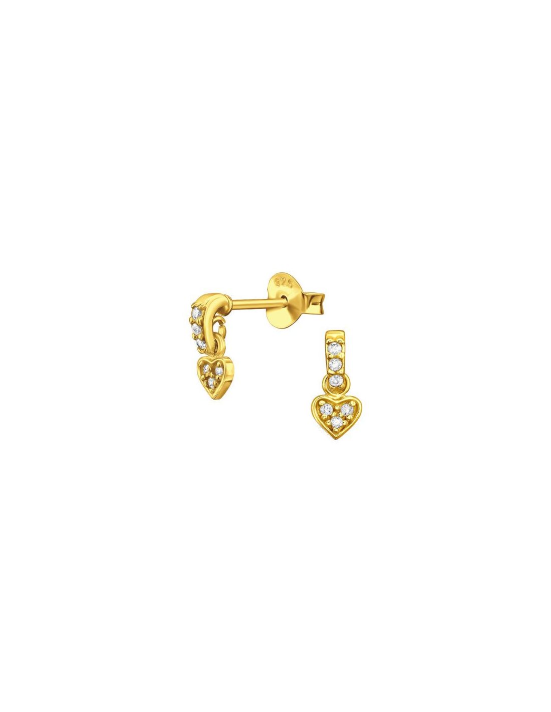 Aros de Plata Dangling Heart Cubic...