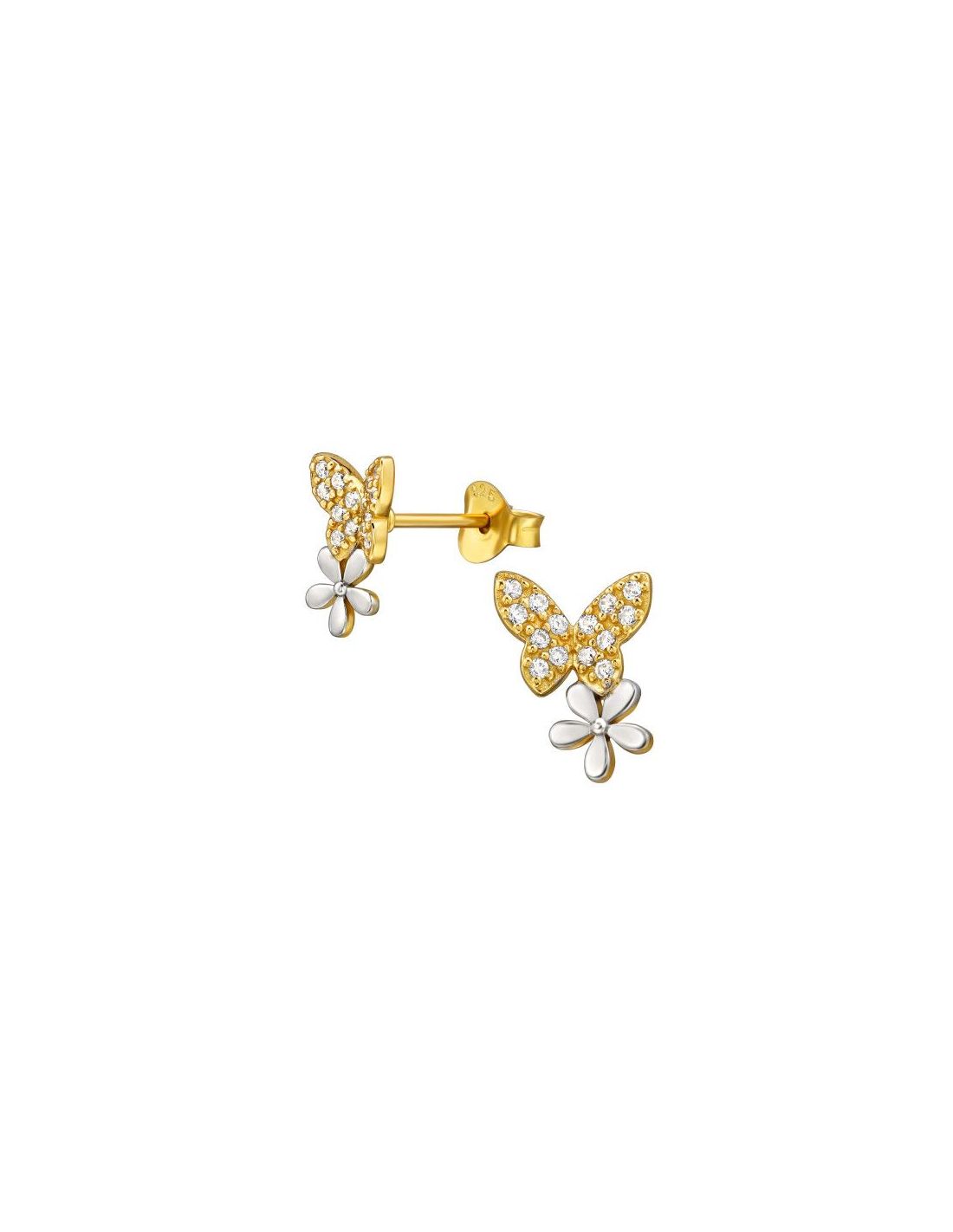 Aros de Plata Butterfly And Flower...