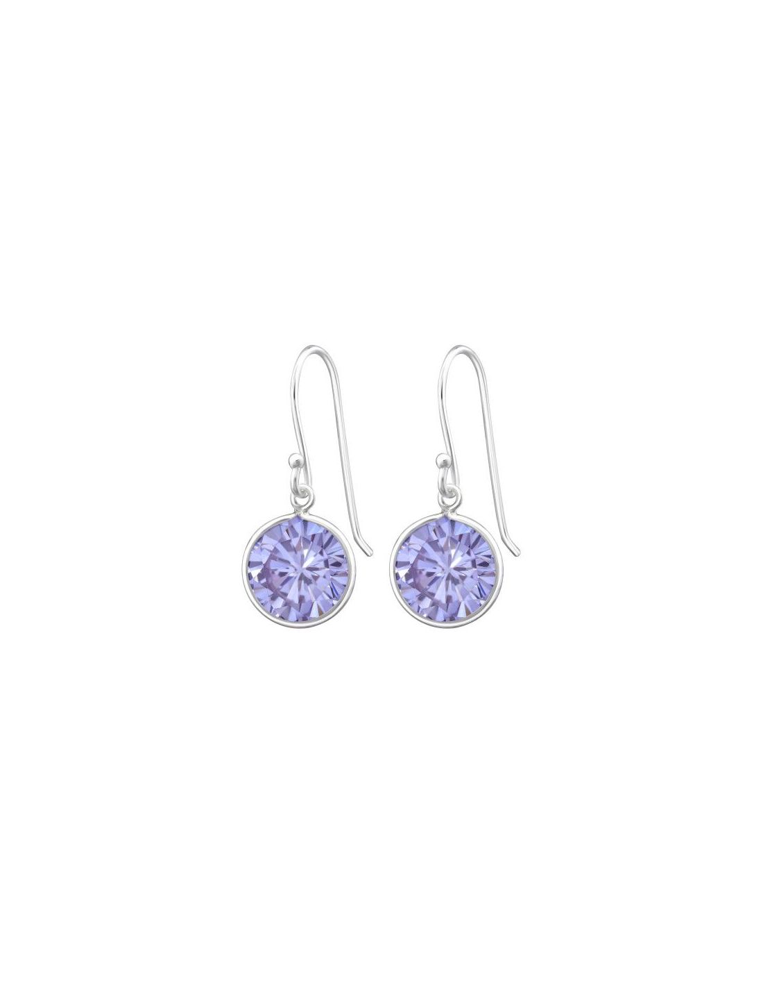 Aros de Plata Round CZ Lavender 10 mm...
