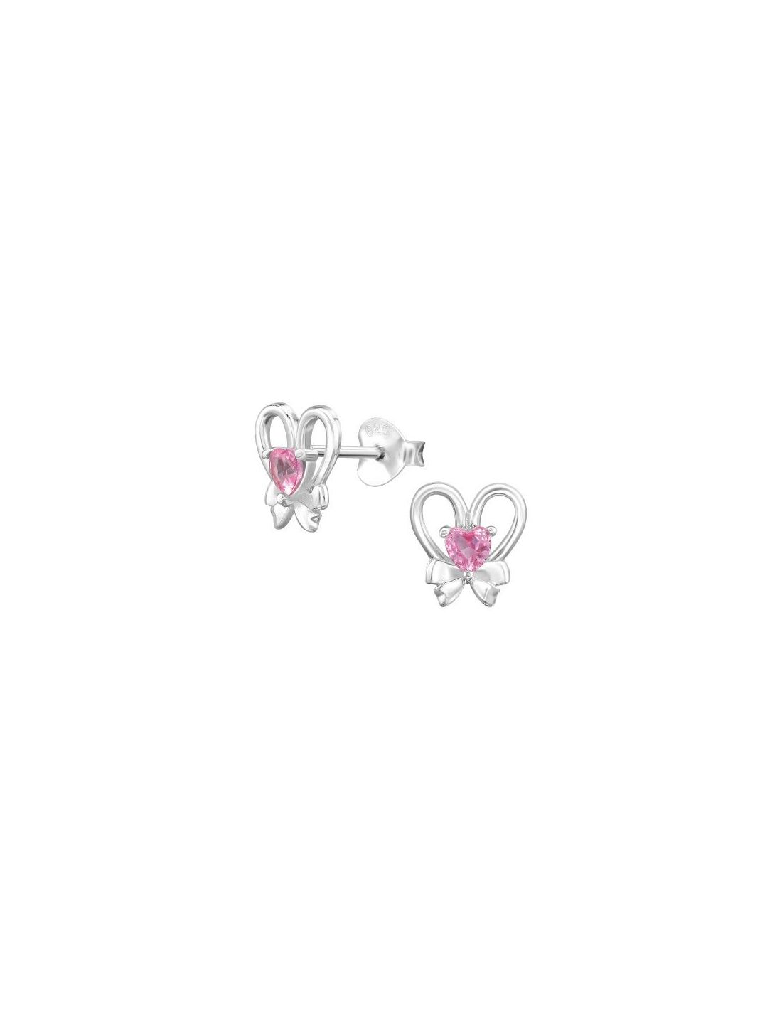 Aros de Plata Heart With Bow CZ Light...