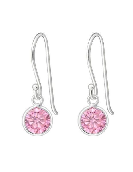 Aros de Plata Round CZ Pink...