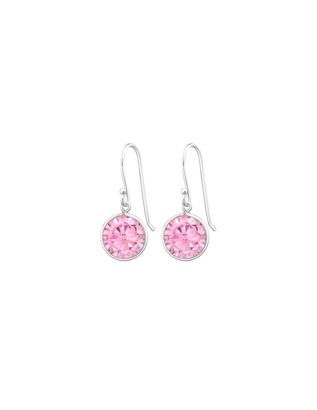 Aros de Plata Round CZ Pink 10 mm x...