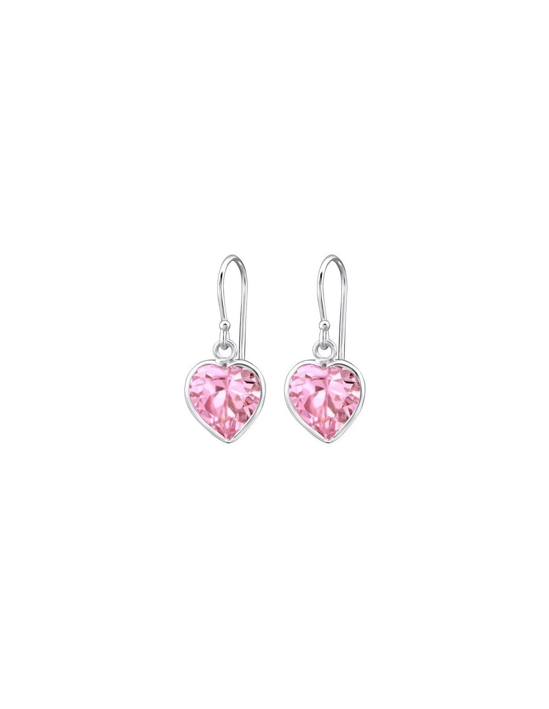 Aros de Plata Heart CZ Pink 12 mm x...