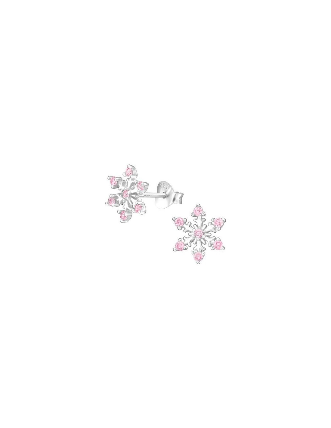 Aros de Plata Snowflake CZ Pink 10 mm...