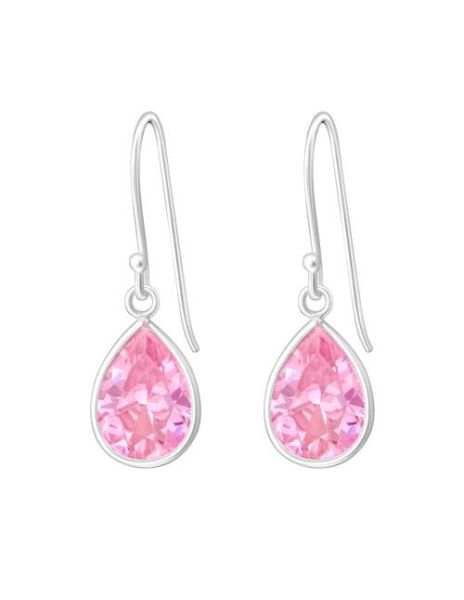Aros de Plata Pear CZ Pink...