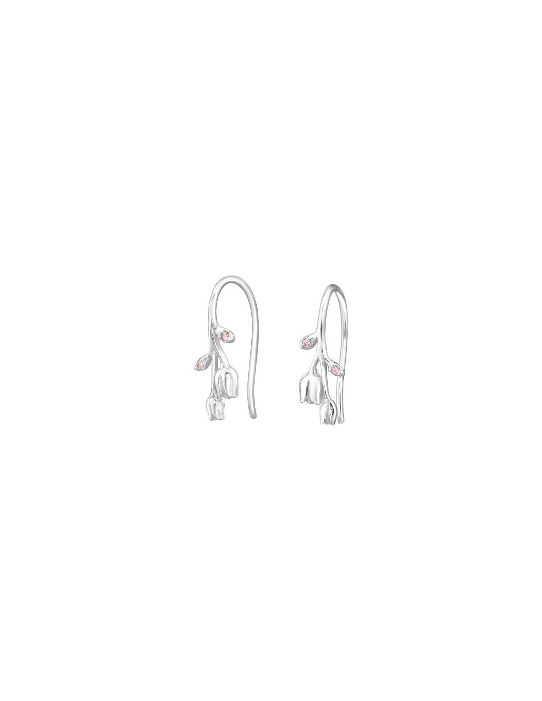Aros de Plata Tulip CZ Pink 6 mm x 11 mm