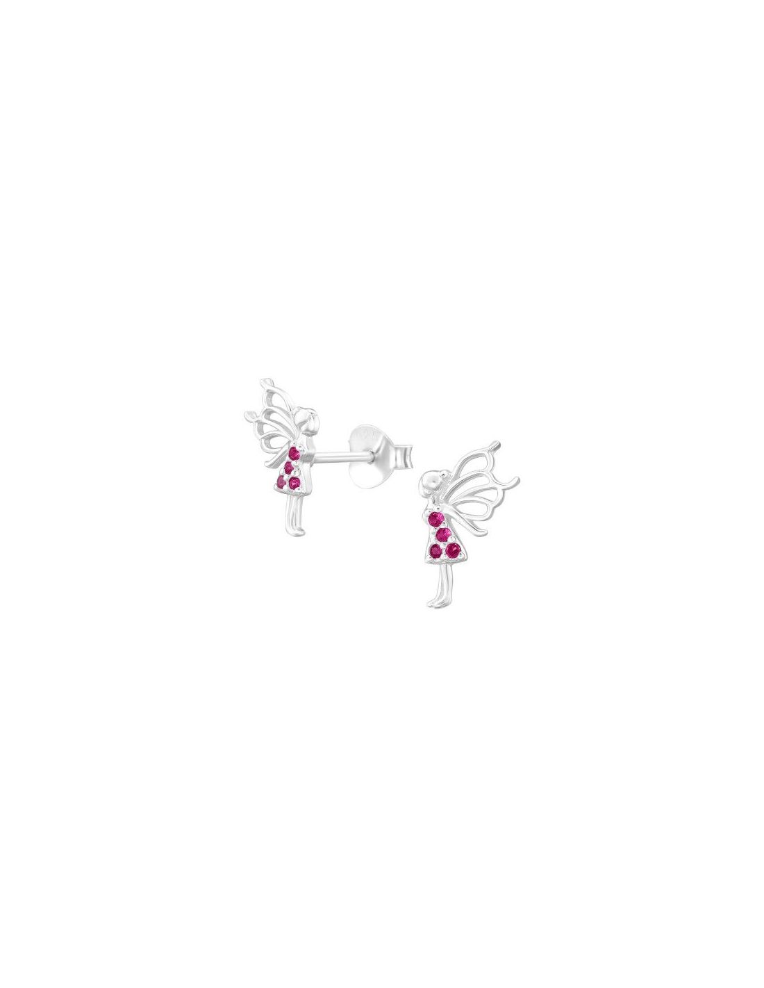 Aros de Plata Angel CZ Ruby Corundum...