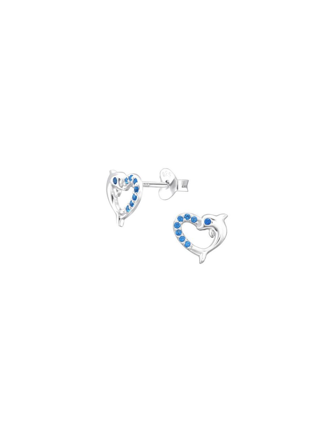 Aros de Plata Dolphin And Heart CZ...