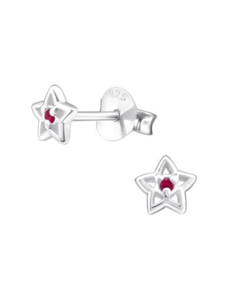 Aros de Plata Star CZ Ruby...