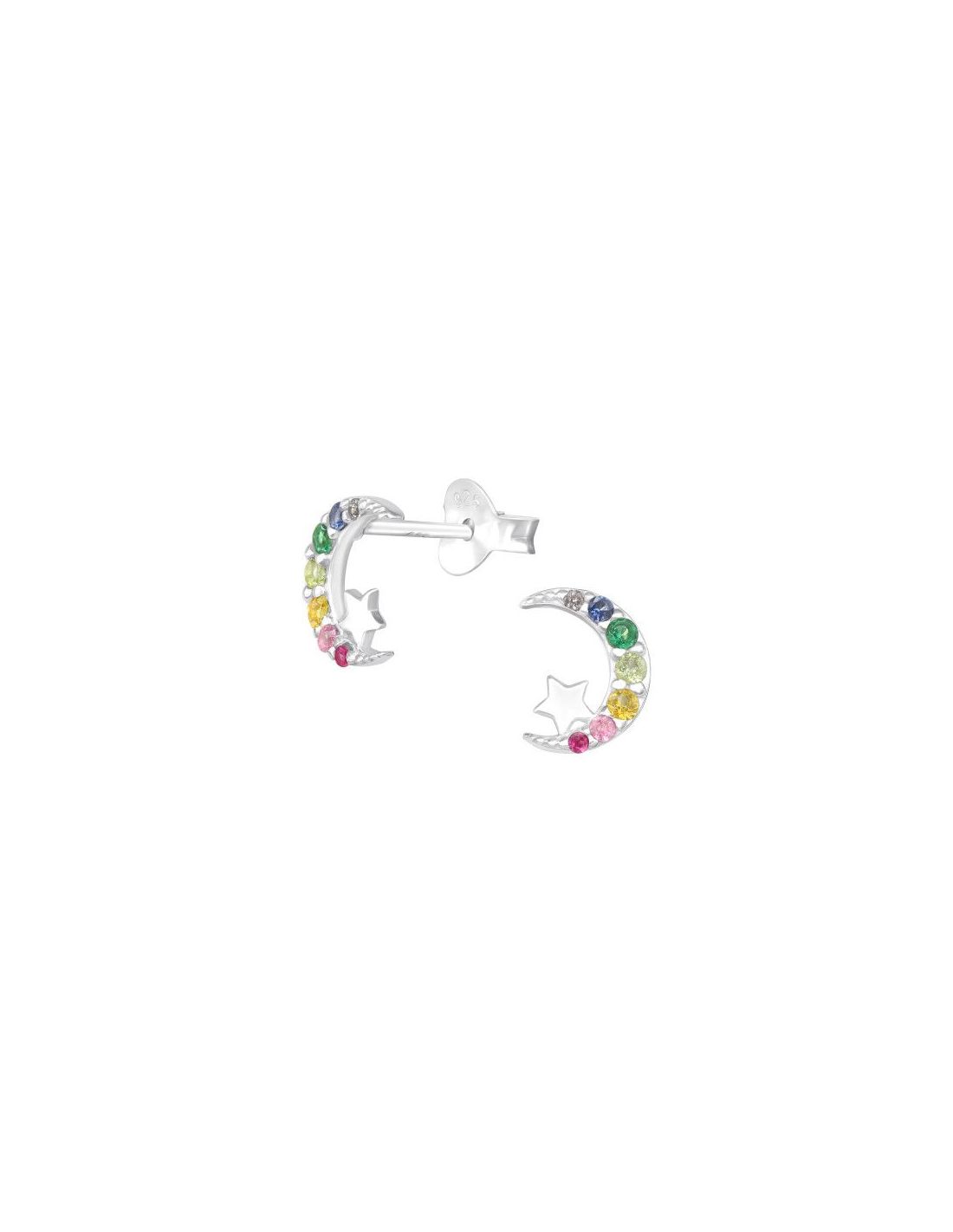 Aros de Plata Moon And Star Cubic...