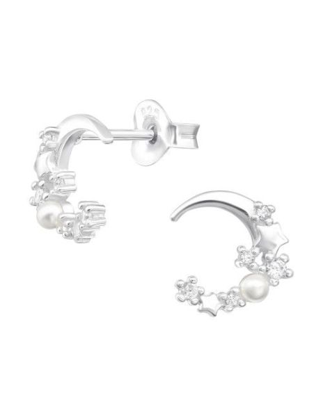 Aros de Plata Moon And Star...