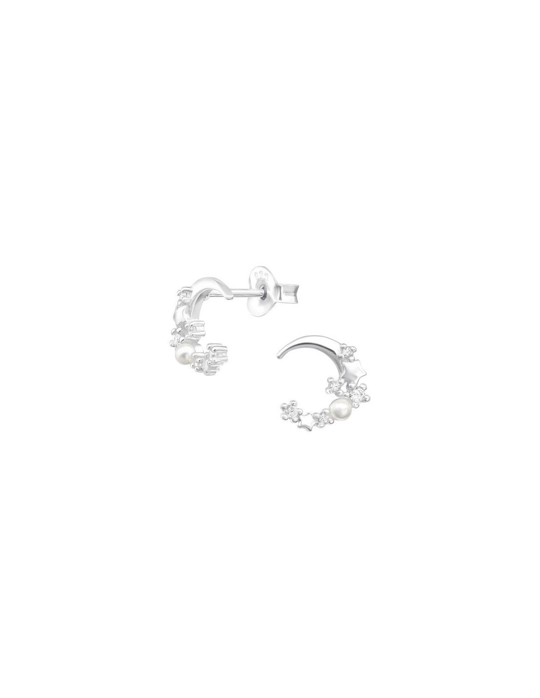 Aros de Plata Moon And Star Cubic...