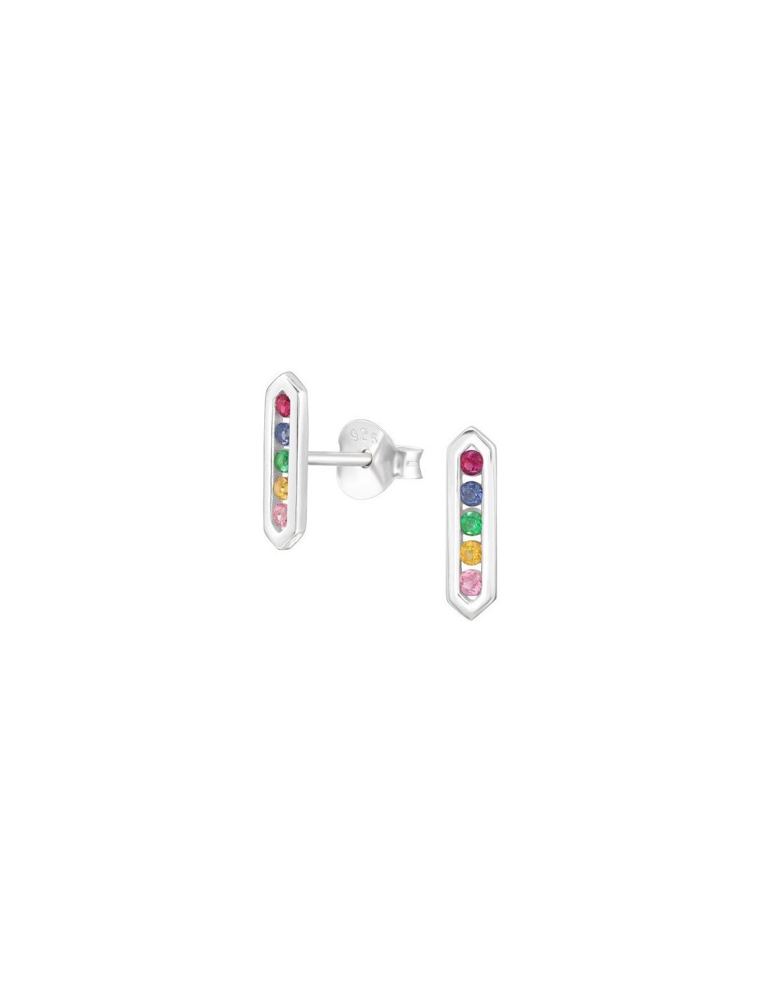 Aros de Plata Bar Cubic Zirconia 2.5...