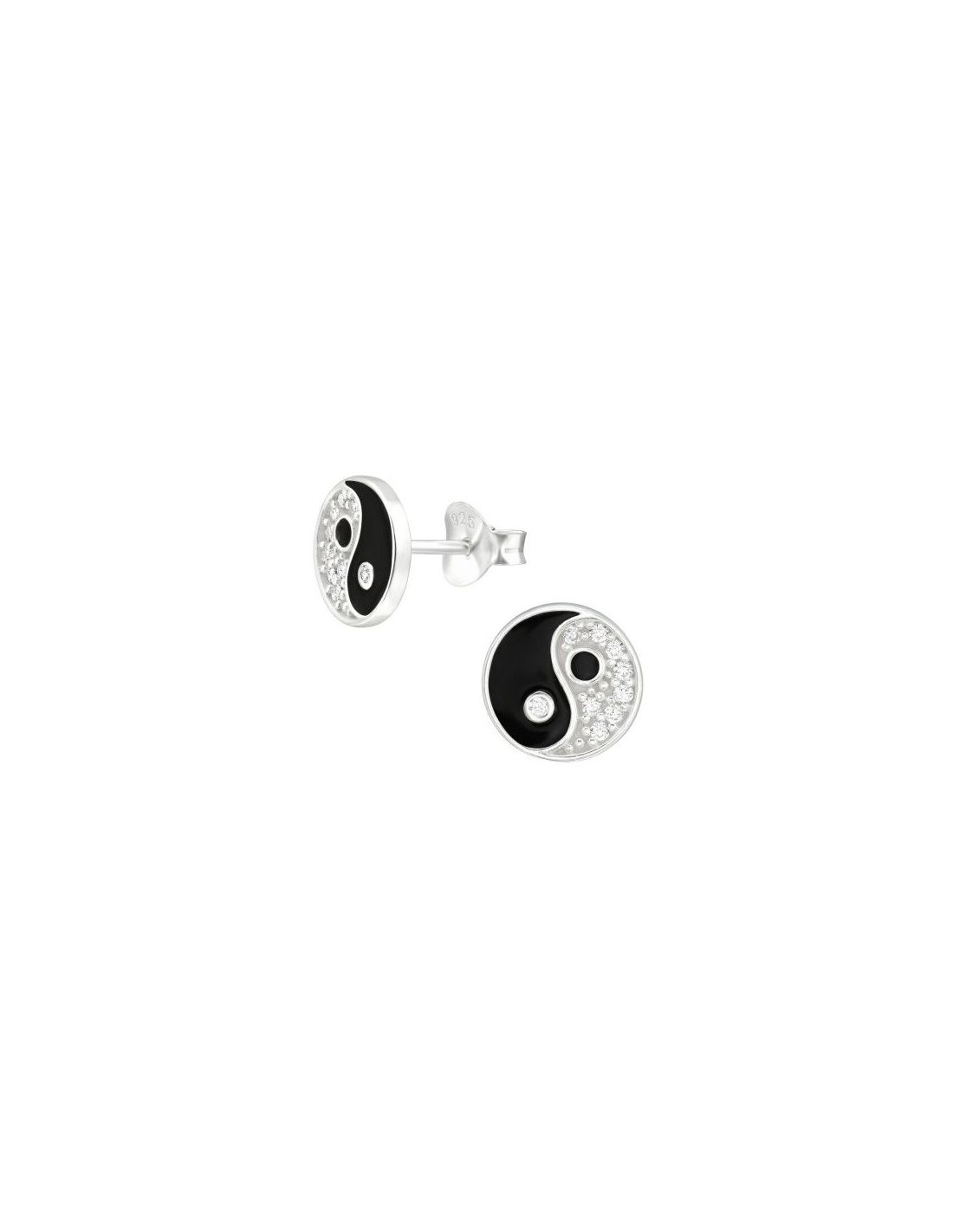 Aros de Plata Yin-Yang Cubic Zirconia...