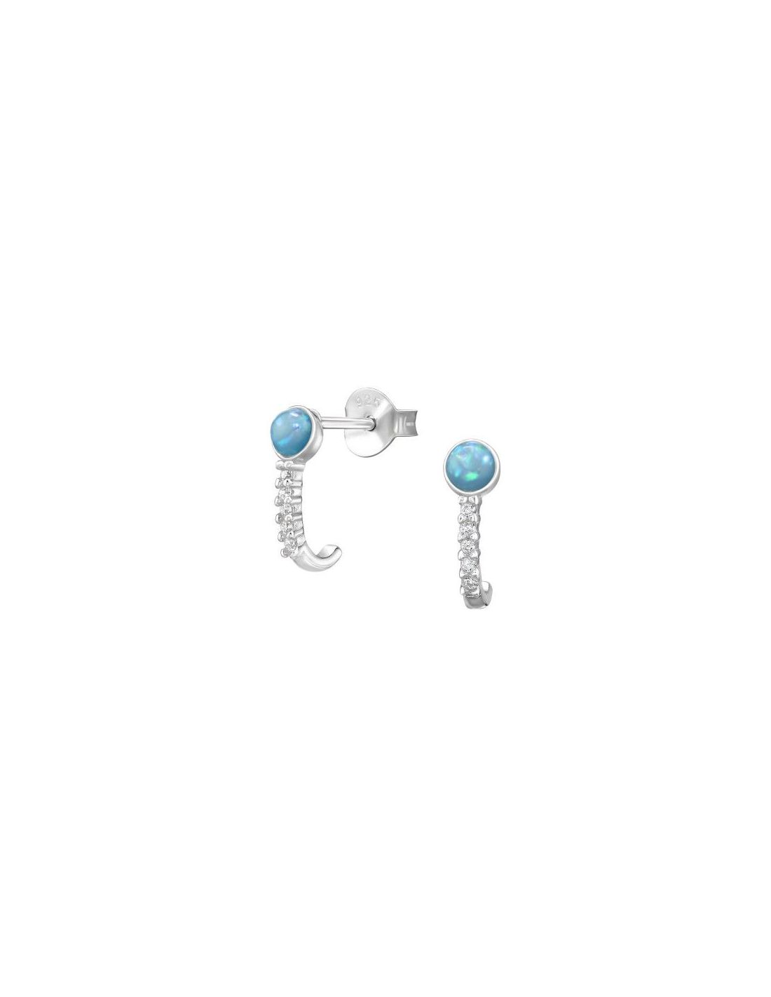 Aros de Plata Curved Half Hoop Cubic...