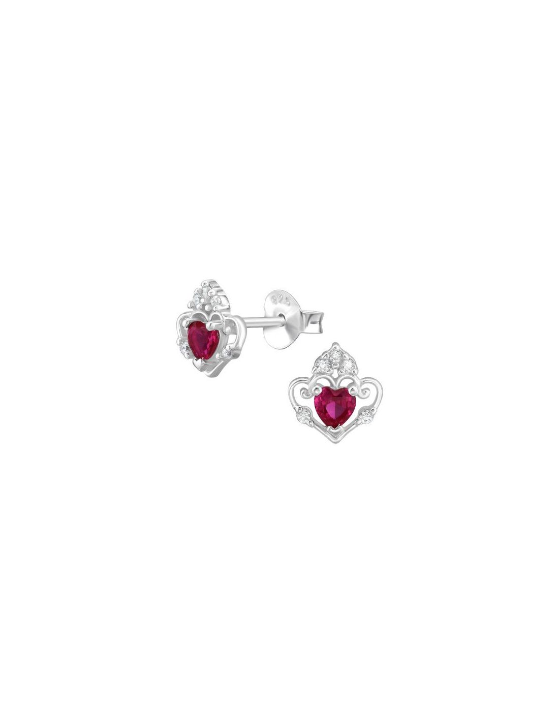 Aros de Plata 7Mm Crowned Heart Cubic...