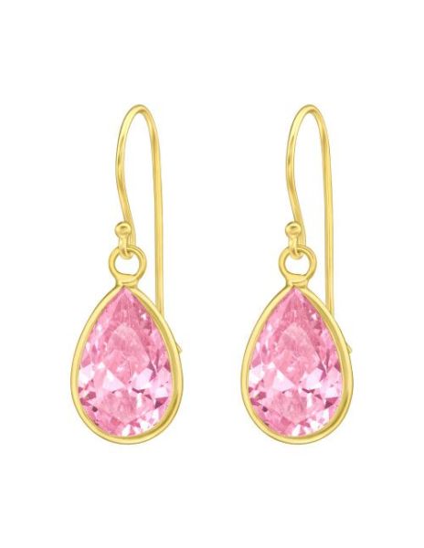 Aros de Plata Pear CZ Pink...