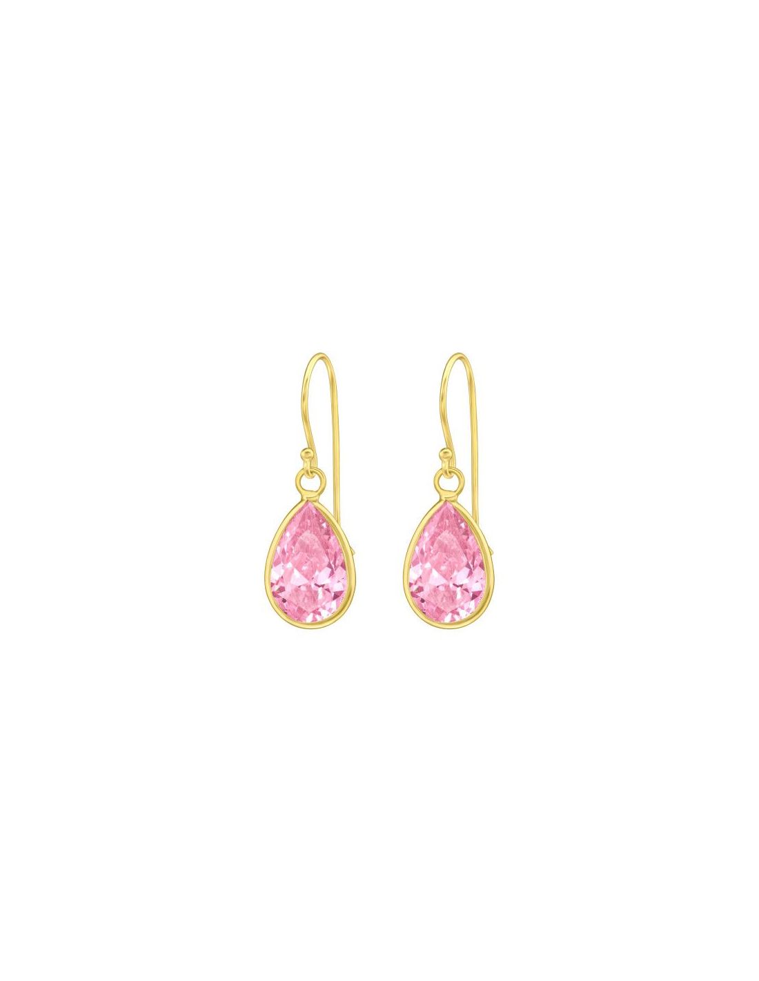 Aros de Plata Pear CZ Pink 8 mm x 12 mm