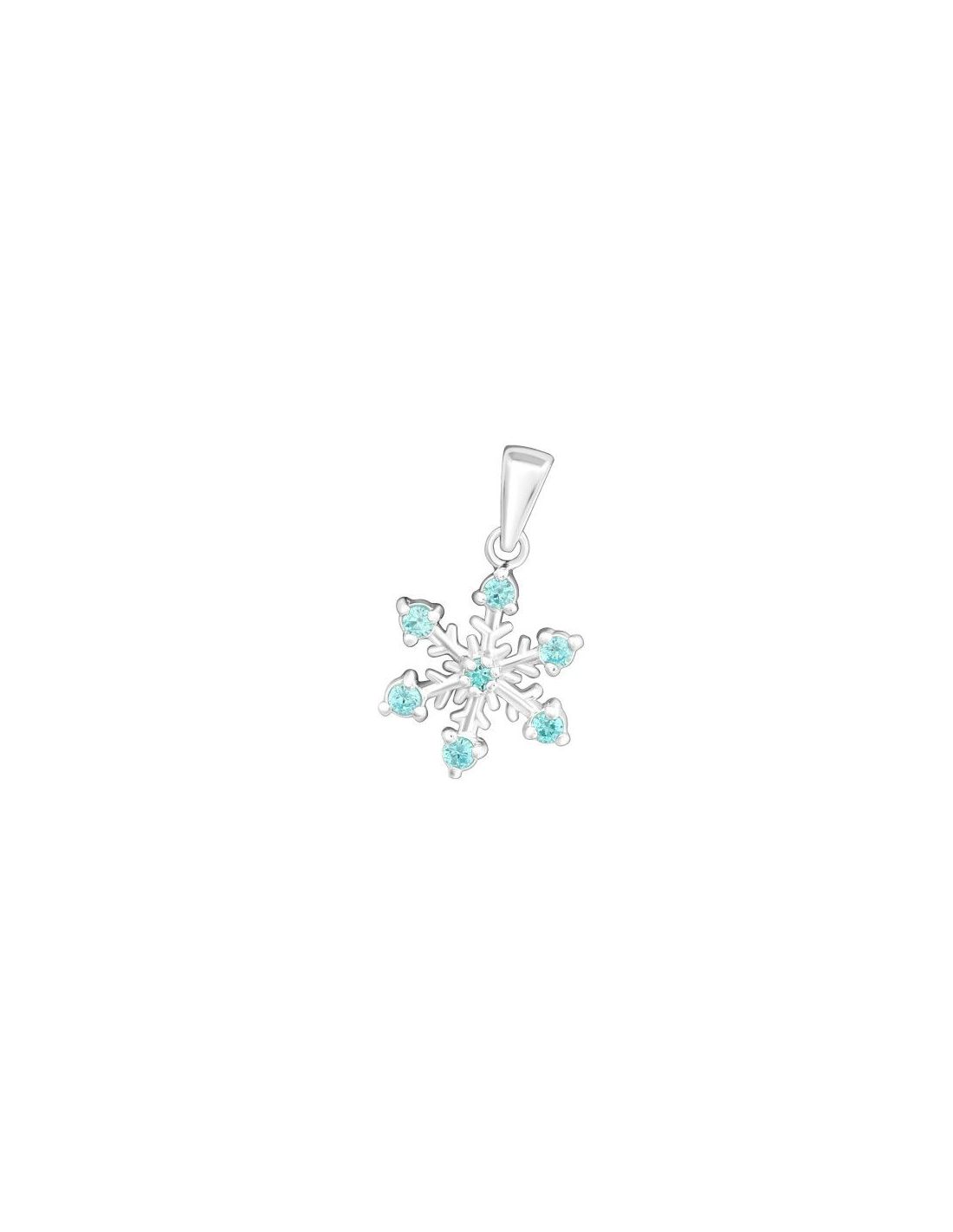Colgante de plata Snowflake CZ Aqua...