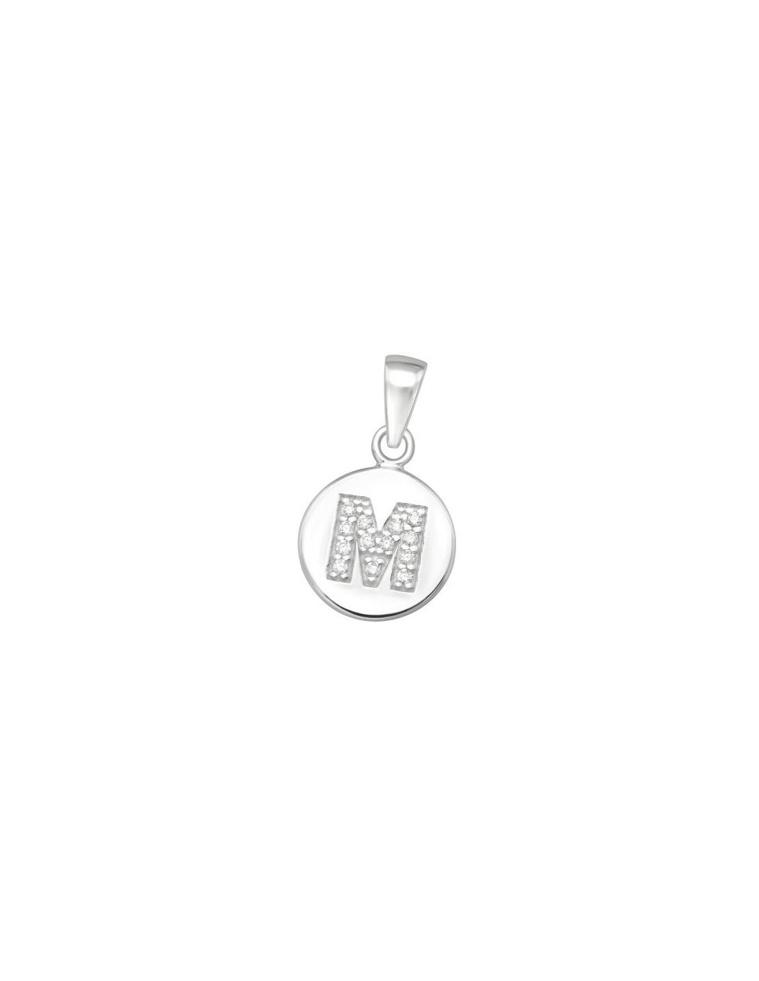 Colgante de plata Letter M CZ Crystal...