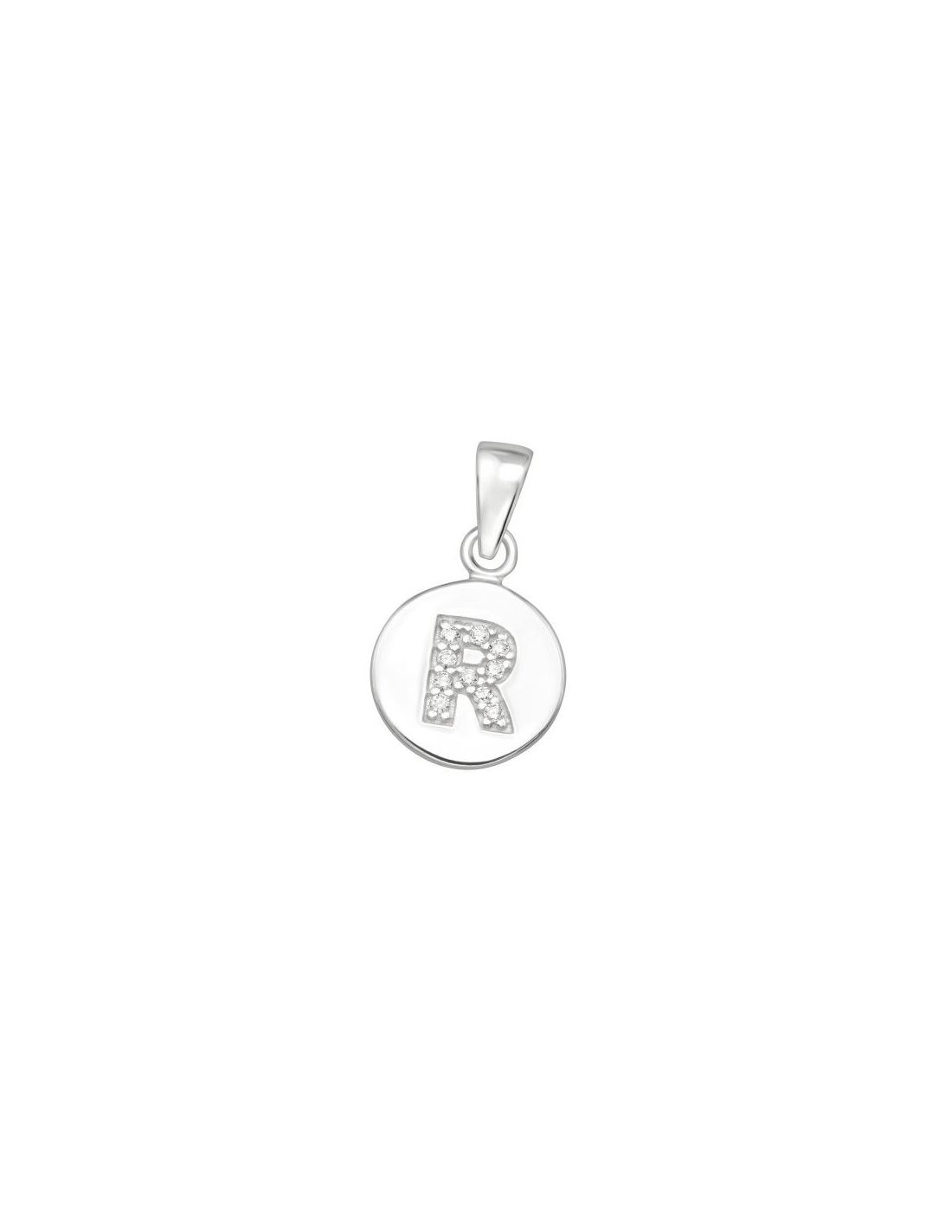 Colgante de plata Letter R CZ Crystal...