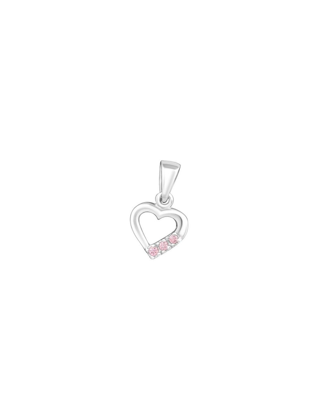 Colgante de plata Heart CZ Pink 8 mm...