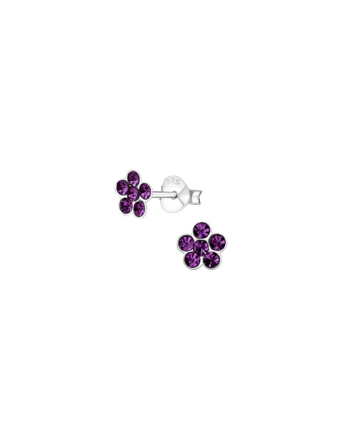 Aros para niñas Flower Amethyst 5 mm...