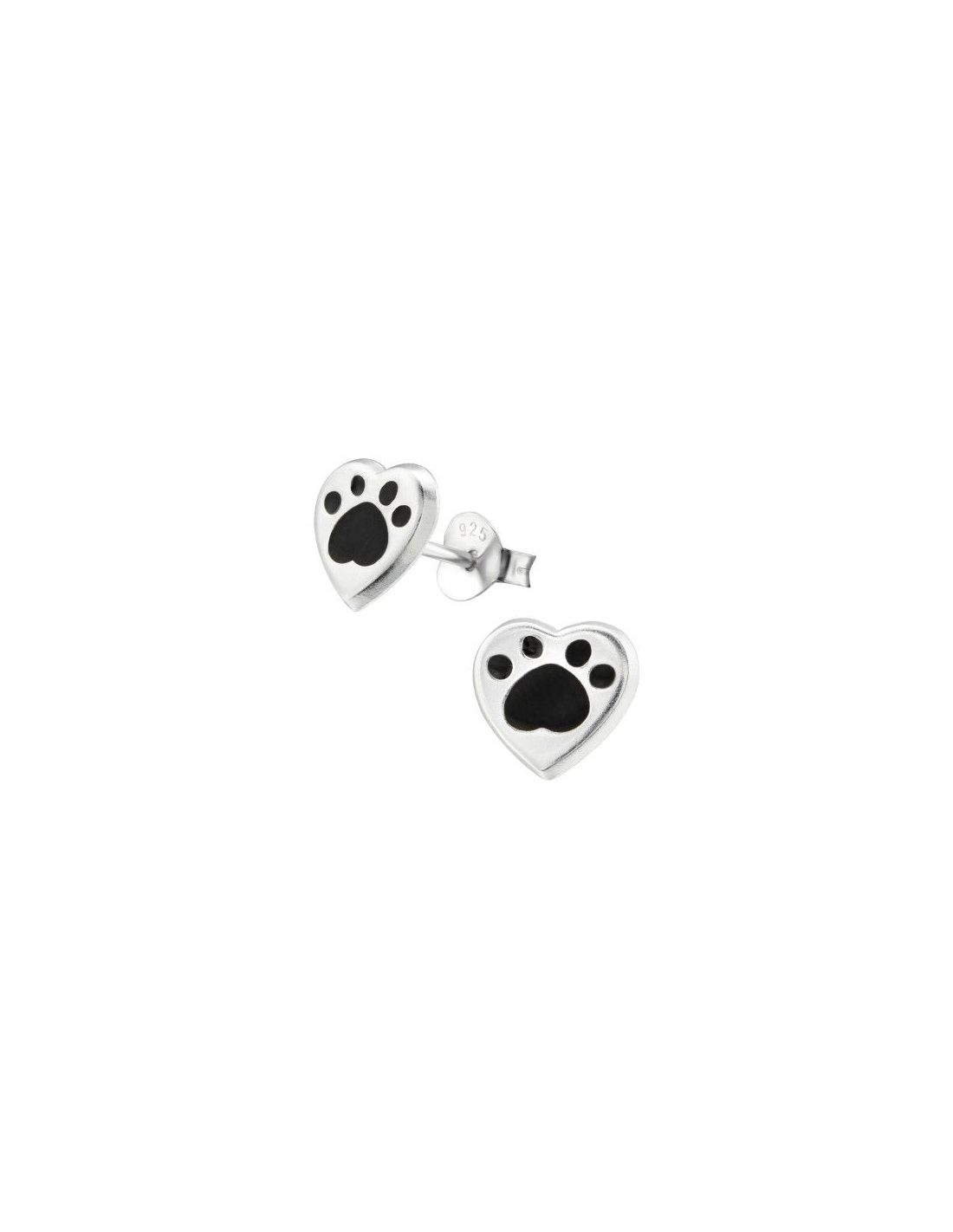 Aros para niñas Heart Black 8 mm x 7 mm