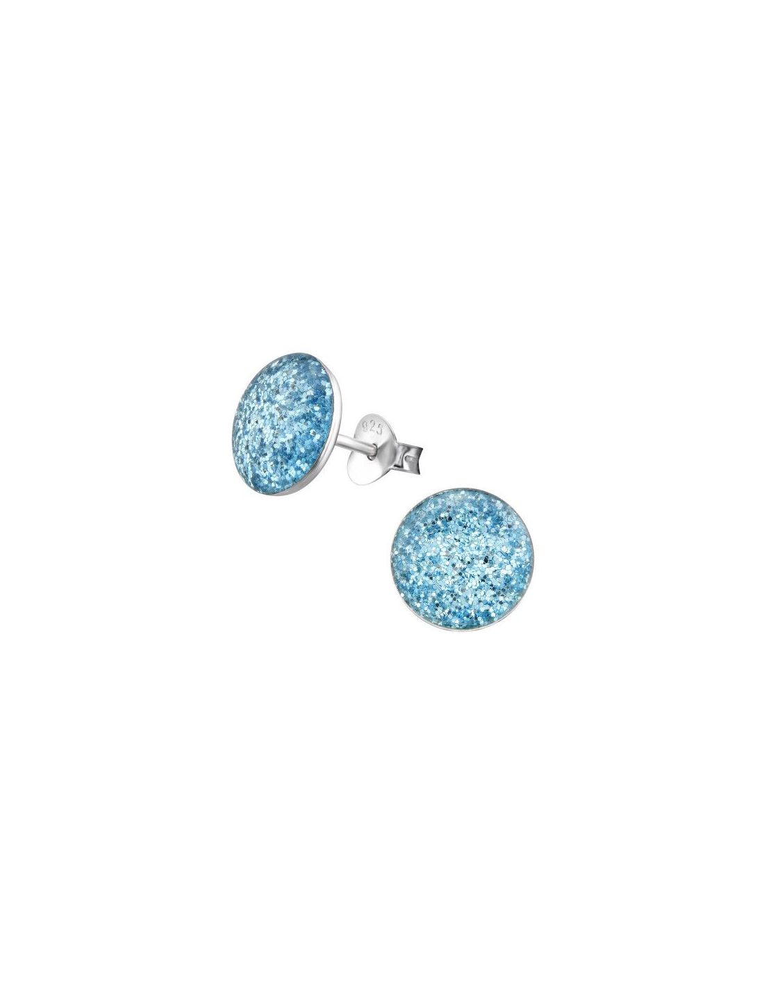 Aros para niñas Round Blue Glitter 9...
