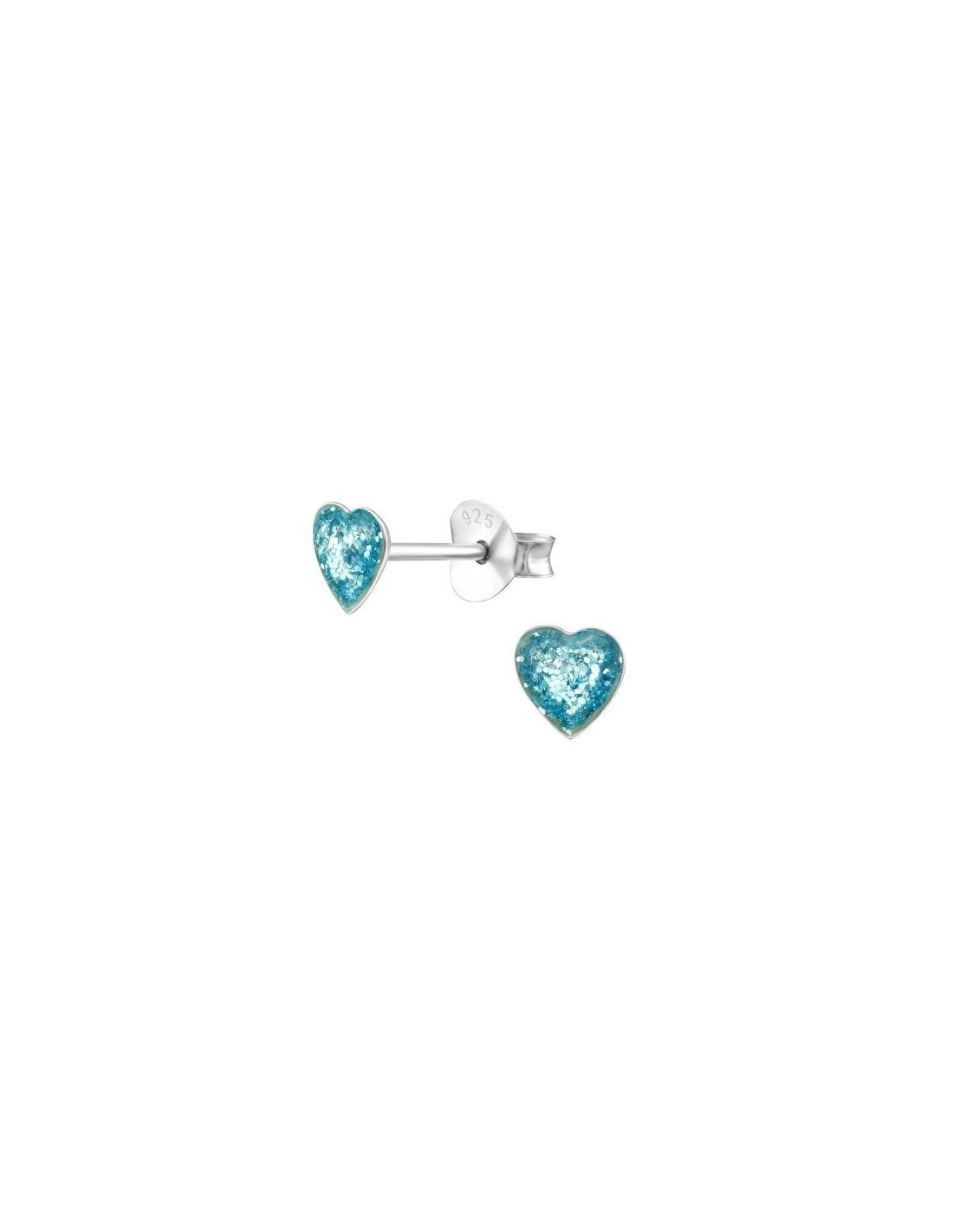 Aros para niñas Heart Blue Glitter 5...