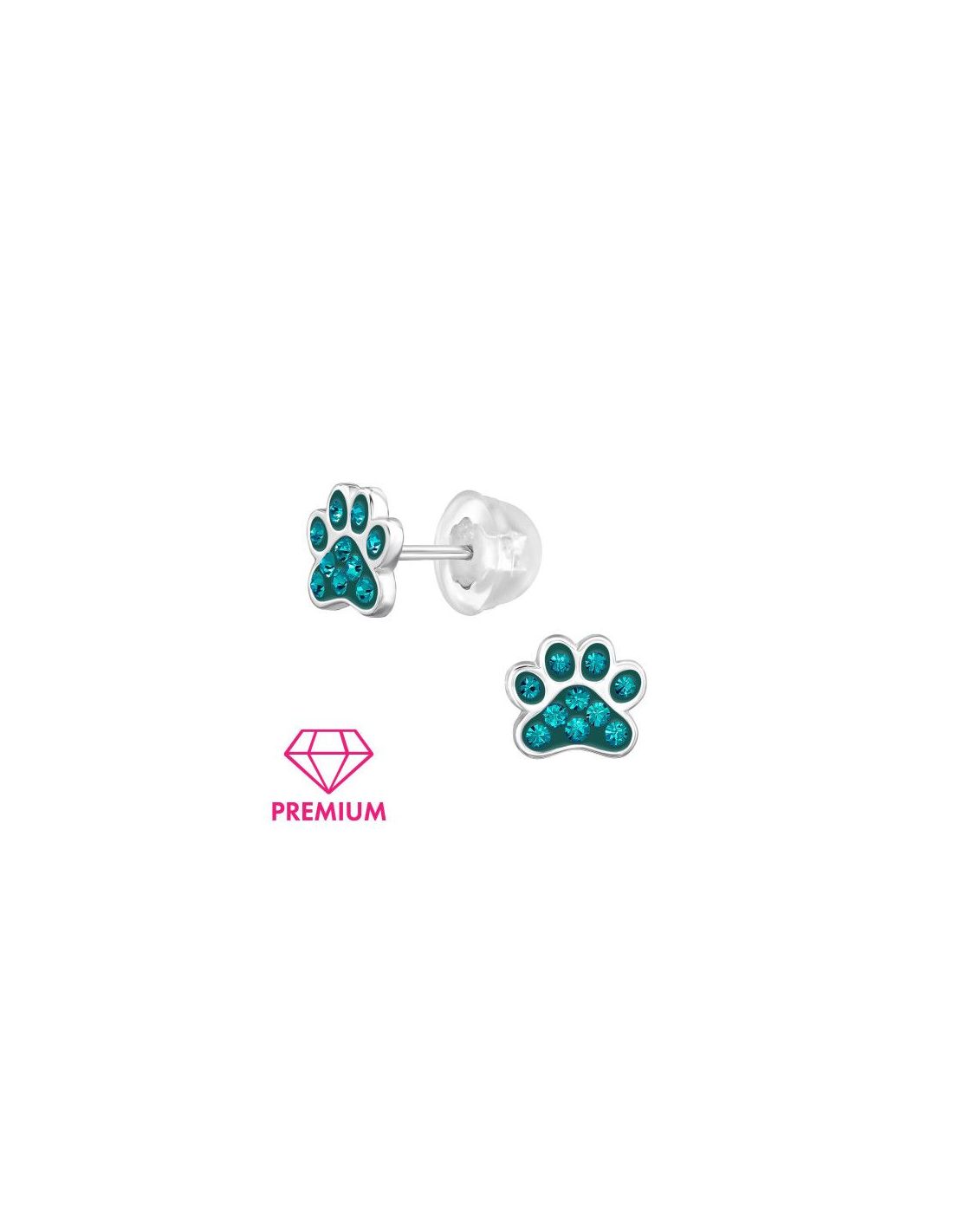 Aros para niñas Paw Print Blue Zircon...