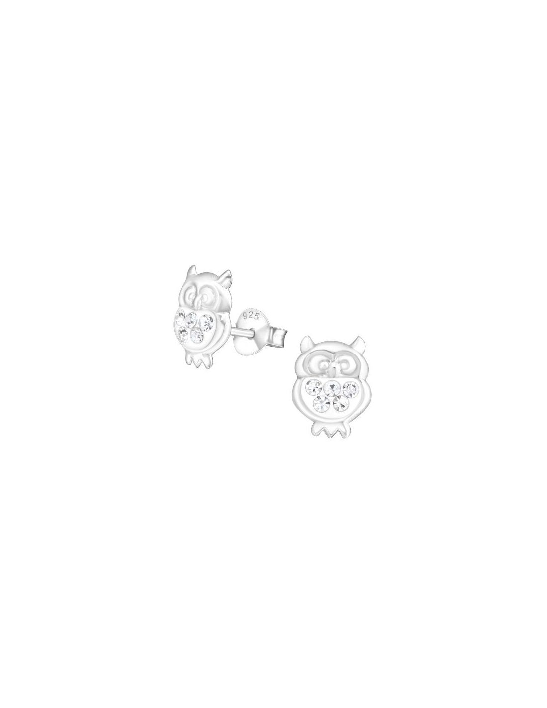 Aros para niñas Owl Crystal 7 mm x 9 mm