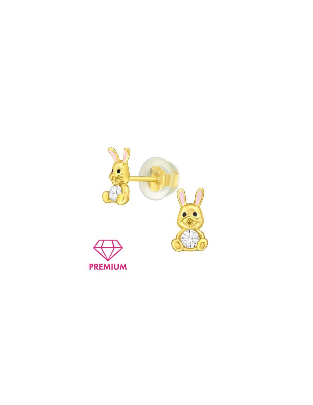 Aros para niñas Bunny CZ Crystal 4.9...