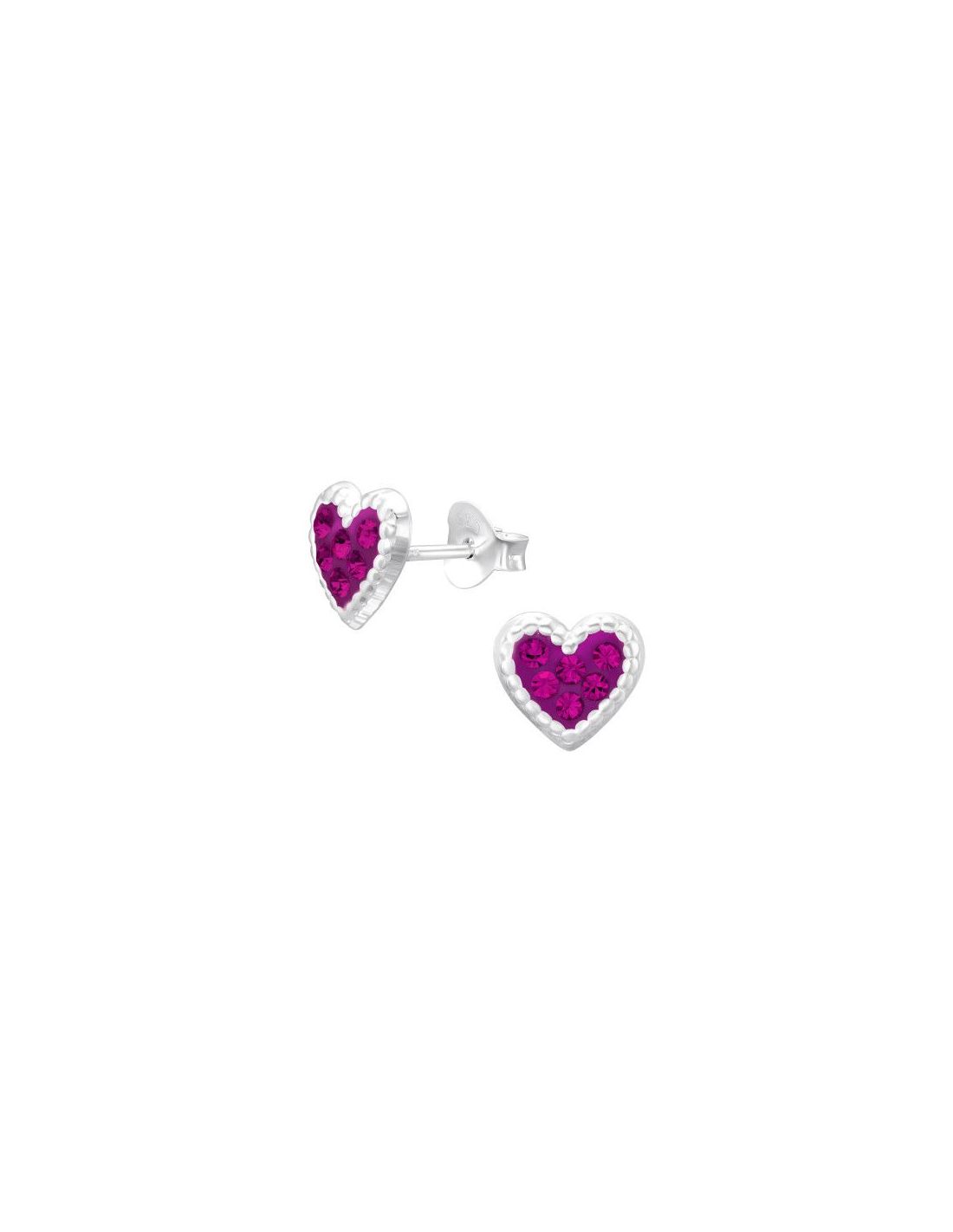Aros para niñas Heart Fuchsia 8.2 mm...