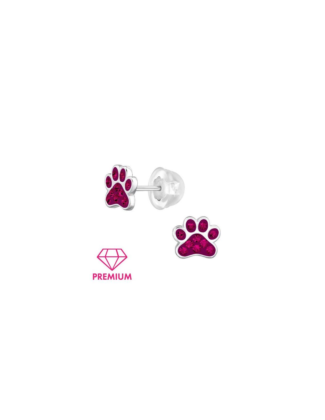Aros para niñas Paw Print Fuchsia 7.6...