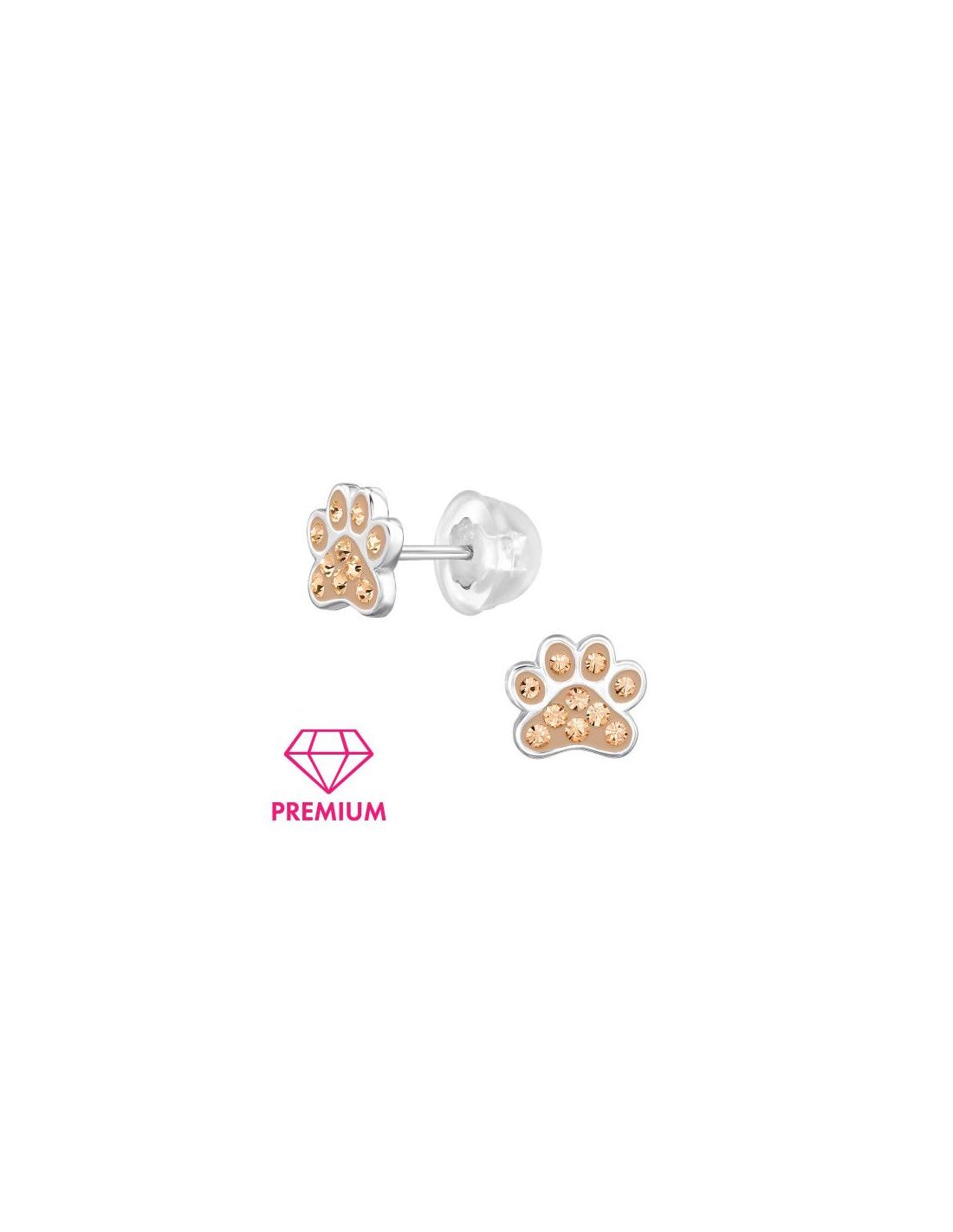 Aros para niñas Paw Print Light Peach...
